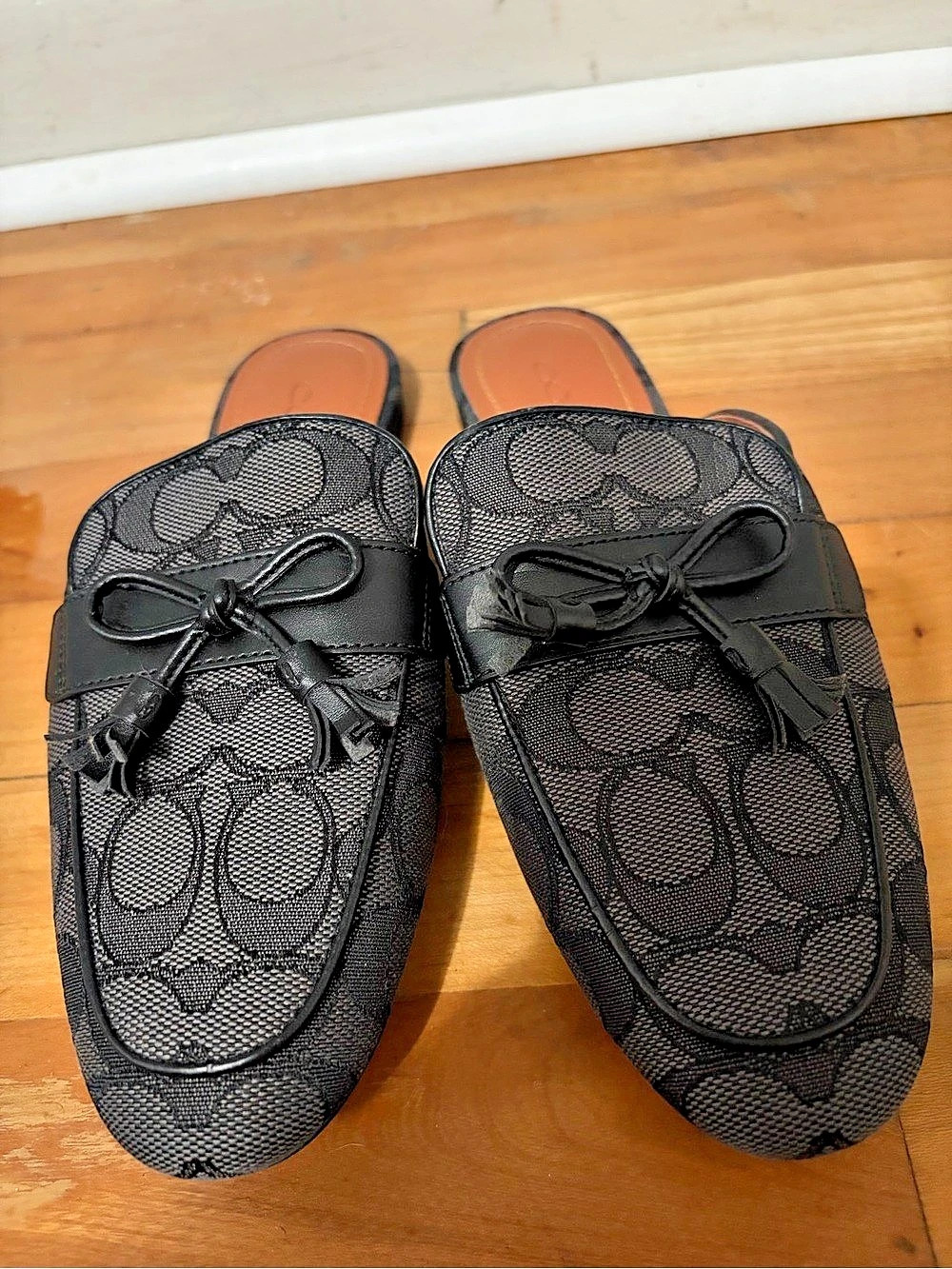 Coach Ballet Mule In Signature Jacquard Black & Brown US 5.5